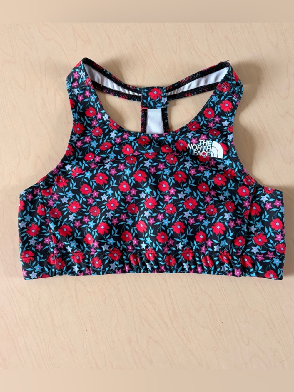 The North Face Floral Sports Bra - Girls 10/12  Red & Teal Flowers
